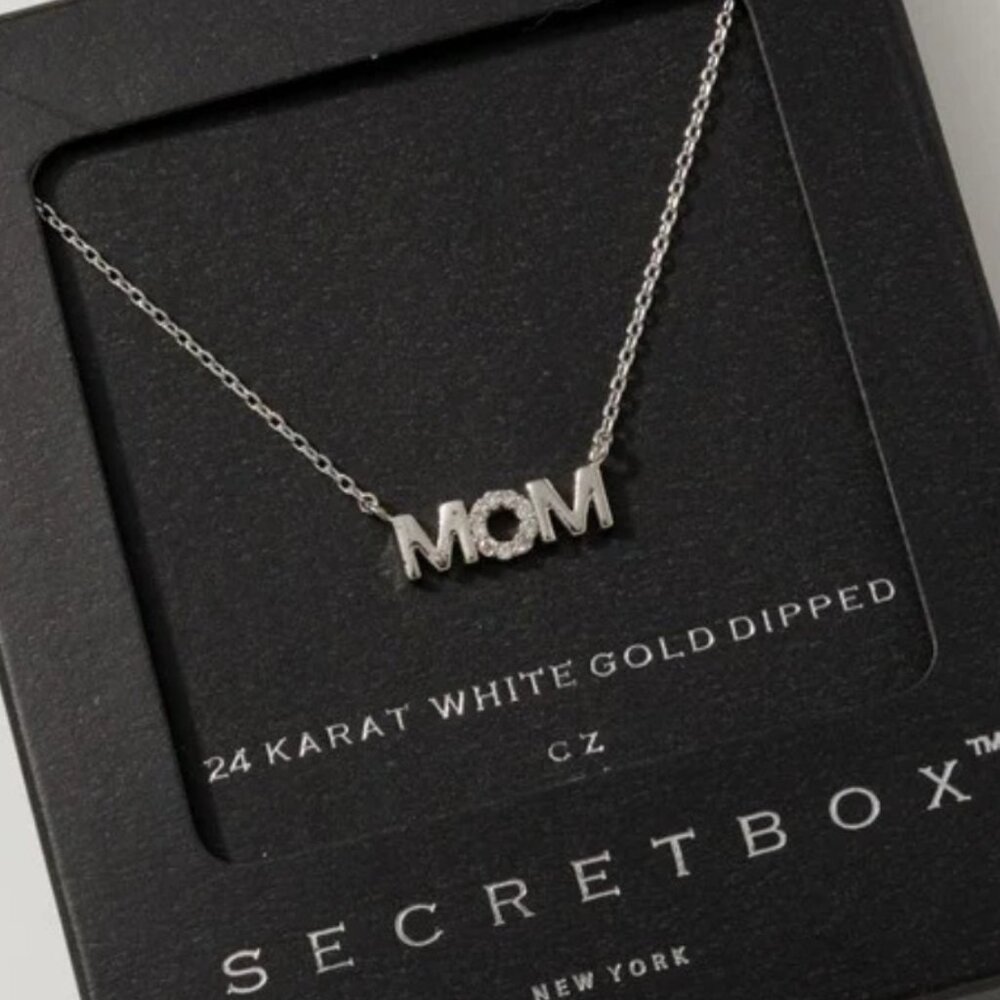 MOTHER'S DAY GIFT 💐 Secret Box “MOM” White Gold Necklace